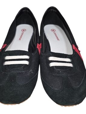 Converse Ballet Flats Black Red Slip On Sneakers Women’s 9.5 Y2K Rare
